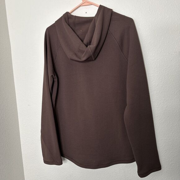 Heavy Waffle HOODED Sweatshirt All in Motion 2 pocket BROWN Thumbholes Sz Small - Picture 9 of 13